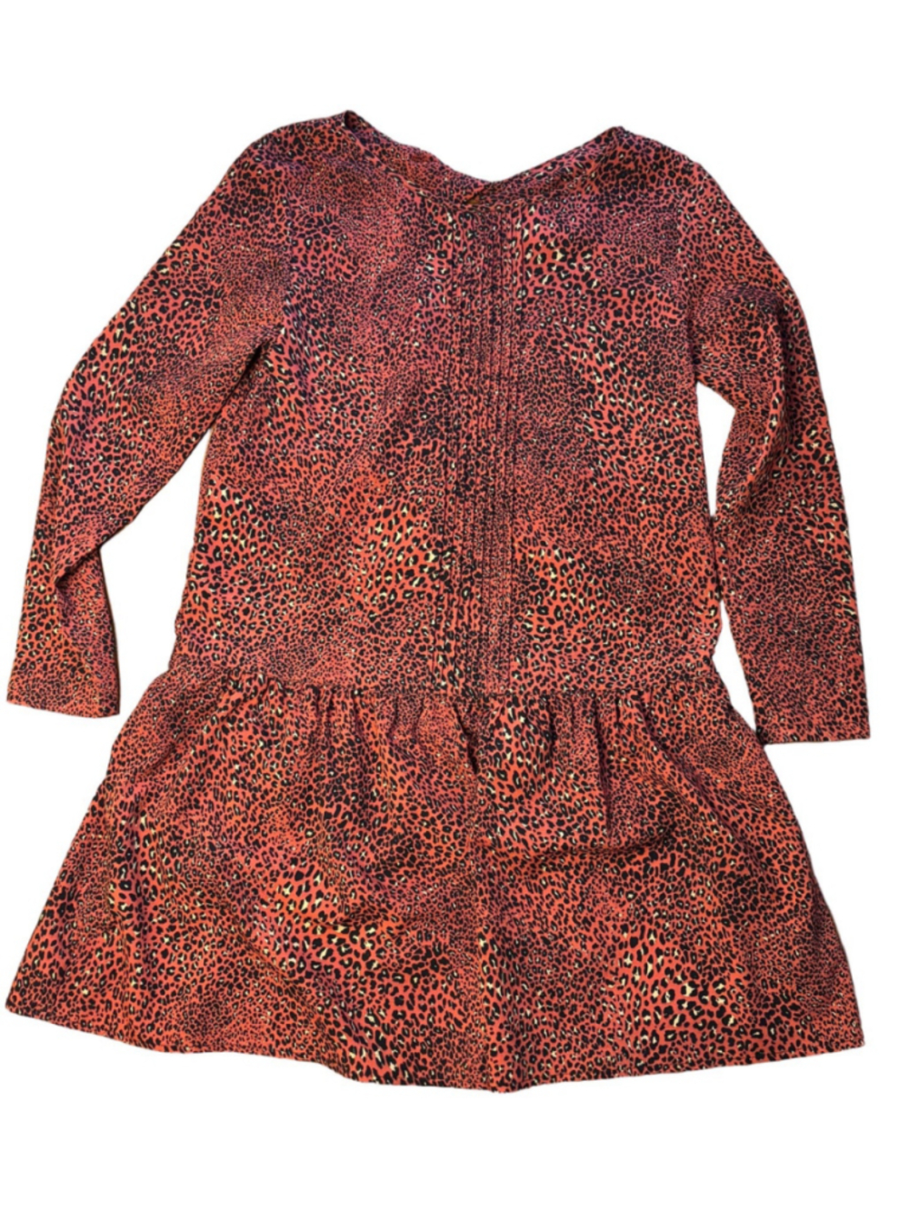 Zara Collection Leopard Print Mini Dress Womens M Red Long Sleeve Ruffle